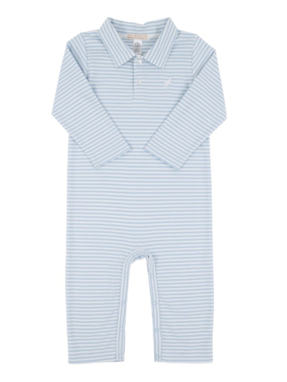 The Beaufort Bonnet Long Sleeve Sir Proper's Romper - Beale Street Blue Stripe